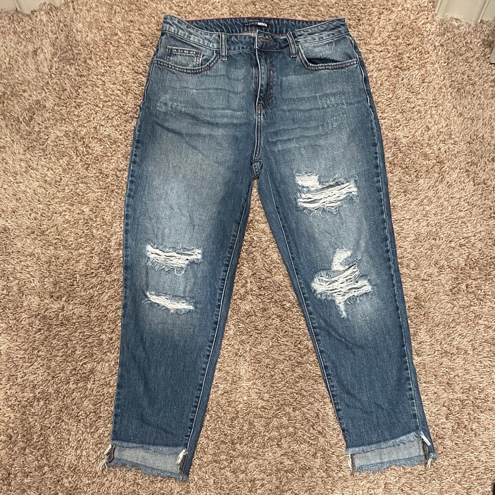 Fashion Nova High-Waisted Destroyed Mom Jeans